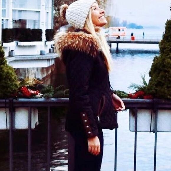 M. Miller Kristene Quilted Ulatrasuede Winter Jacket in Black Raccoon Fur Trim - Picture 2 of 16